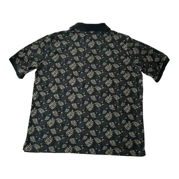 Vintage Field Gear Polo Shirt Mens XL Black Floral Knit Cotton Egypt 90s Preppy - Picture 2 of 6